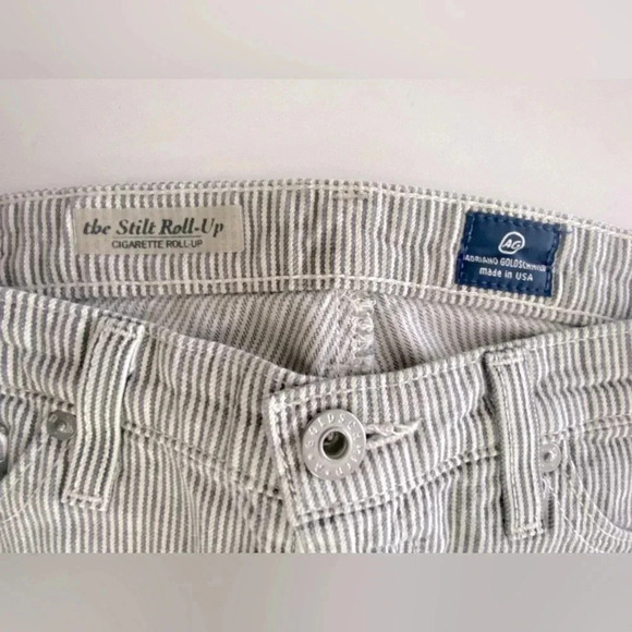 AG Adriano Goldschmied The Stilt Roll-Up Striped Cigarette Jeans Women’s 27R EUC - Picture 4 of 11